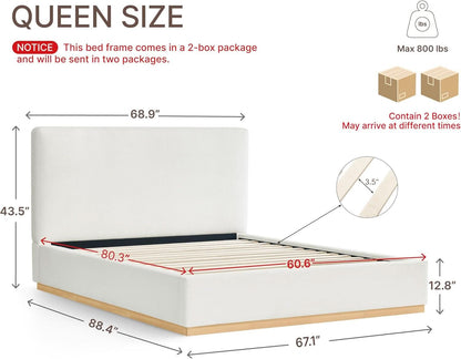 Queen Size Luxurious Upholstered Platform Bed Frame by ShipItFurniture