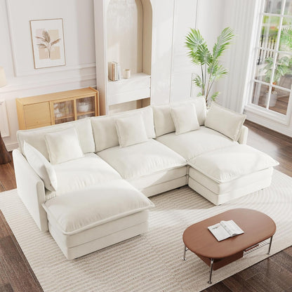 Beige Chenille 111.5 Inches Modular Sectional Sofa by ShipItFurniture