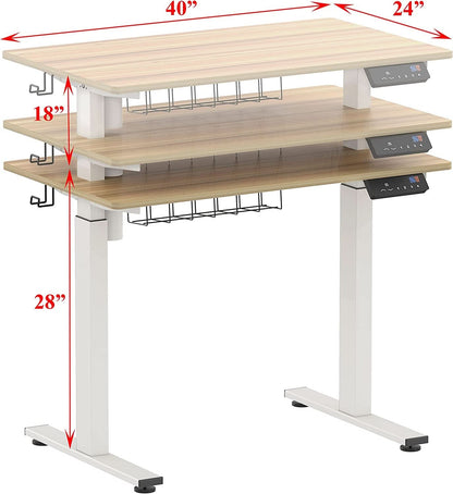Oak Electric Height Adjustable Standing Desk 40x24 by ShipItFurniture