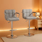 Counter Height Bar Stools Set 2 Armrest Swivel Leather Grey by ShipItFurniture