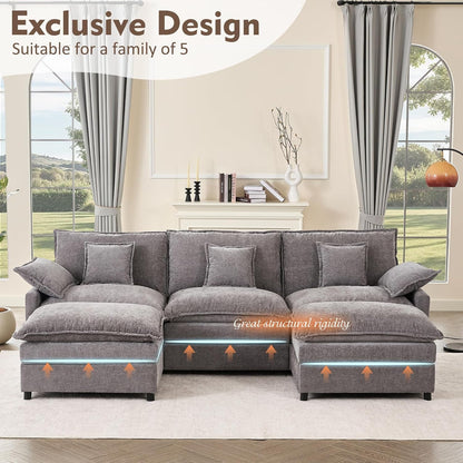 108 Inch U Shaped Ultra Modular Sofa Slate Chenille Fabric by ShipItFurniture