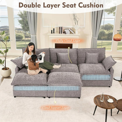 108 Inch U Shaped Ultra Modular Sofa Slate Chenille Fabric by ShipItFurniture
