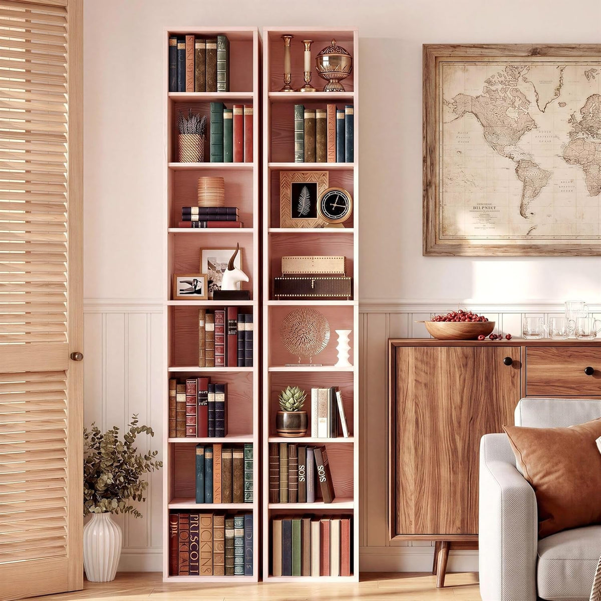 Tall Narrow Floor standing Bookshelf With Eight Shelves by ShipItFurniture