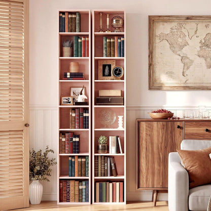 Tall Narrow Floor standing Bookshelf With Eight Shelves by ShipItFurniture