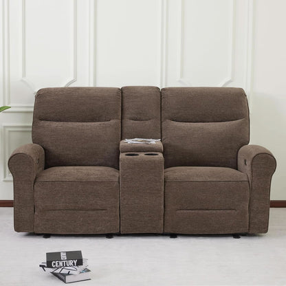 78 Inch Wall Hugger Power Loveseat USB Ports Dark Brown by ShipItFurniture