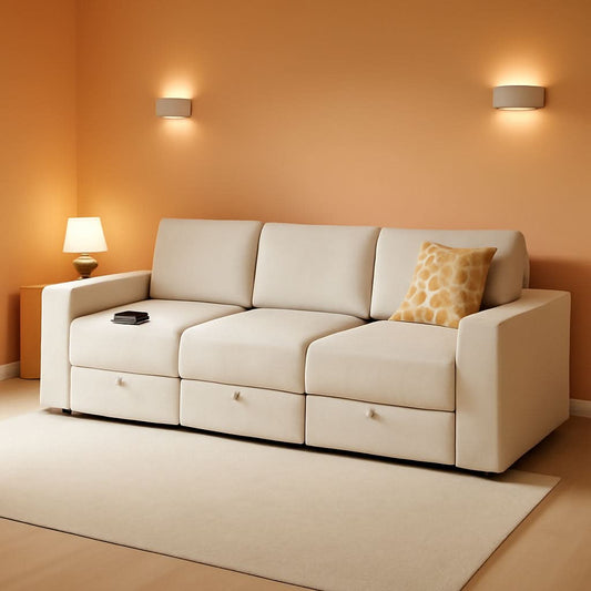 105Inch UShaped SectionalSofa With Pullout Bed Beige by ShipItFurniture