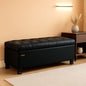 Executive Black Leather Storage Ottoman Bench 46 Inches by ShipItFurniture