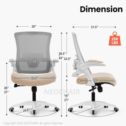 Beige High Back Mesh Office Chair With Adjustable Height And Ergonomic Design by ShipItFurniture