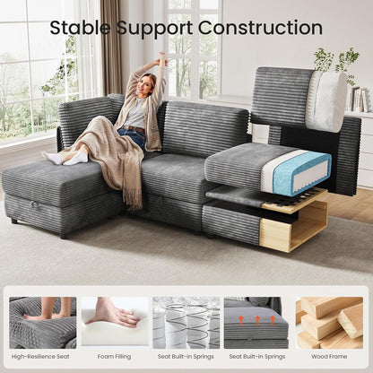Gray Modular Sectional Sofa With Hidden Compartment by ShipItFurniture