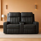Gray Faux Leather Reclining Loveseat With Manual Recline by ShipItFurniture