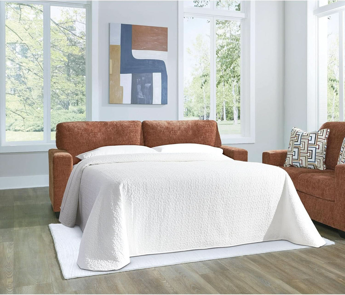 Queen Burnt Orange Contemporary Luxury Sofa Sleeper by ShipItFurniture