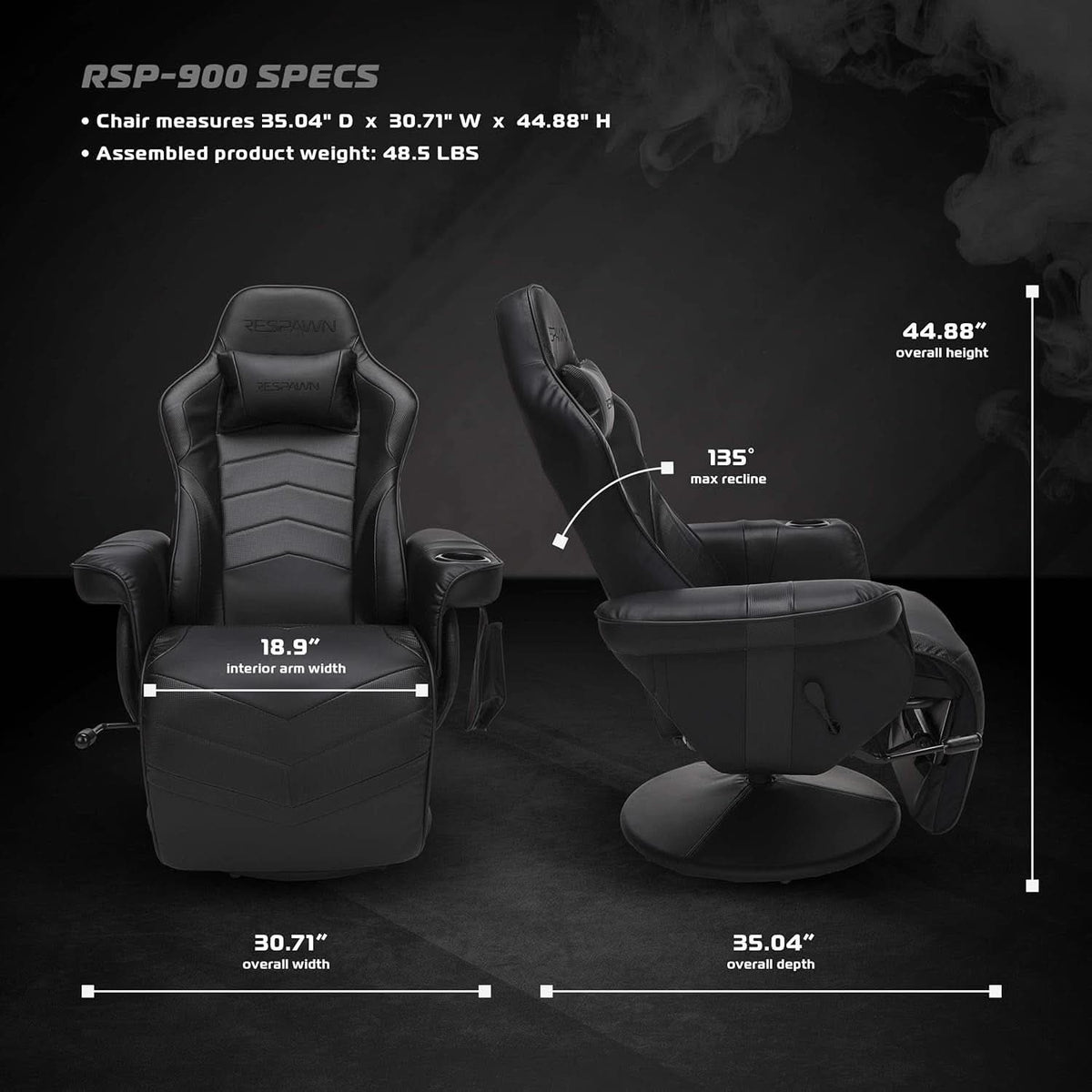 900 Gaming Recliner Black With Adjustable Leg Rest Cupholder by ShipItFurniture