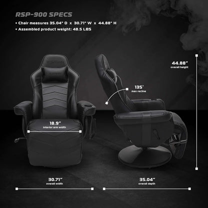 900 Gaming Recliner Black With Adjustable Leg Rest Cupholder by ShipItFurniture