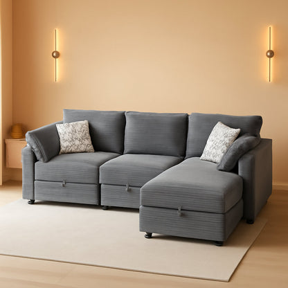 Gray Modular Sectional Sofa With Hidden Compartment by ShipItFurniture
