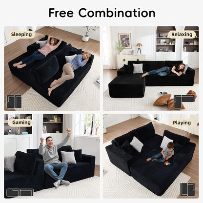 108 Inches Left Facing High End Sectional Sofa Black by ShipItFurniture