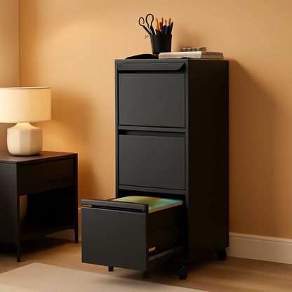 Black 5-Drawer Commercial-Grade Filing Cabinet Lockable by ShipItFurniture