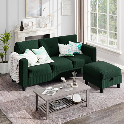 Green 76 Inches Upholstered Sectional Sofa Storage by ShipItFurniture