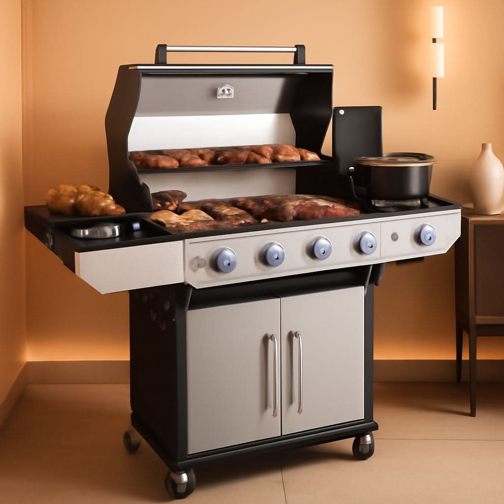 Propane Gas Grill With LED Knobs And Visual Glass Panel Outdoor by ShipItFurniture