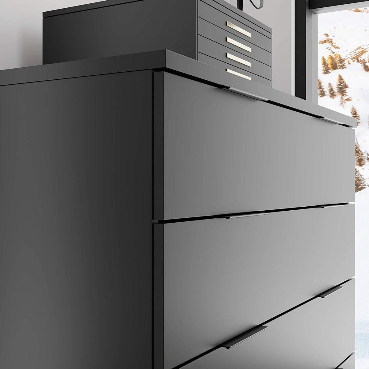 Black Modern Four Drawer Dresser Storage Chest For Bedroom by ShipItFurniture