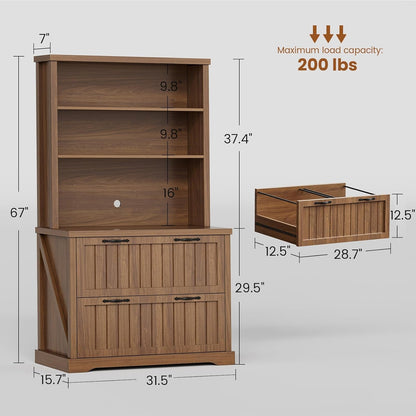 Brown Farmhouse Two Drawer Filing Cabinet Organizer by ShipItFurniture