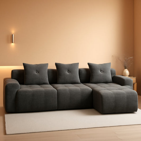 Charcoal Gray 101 Inch Modular Sectional Sofa With Ottoman by ShipItFurniture