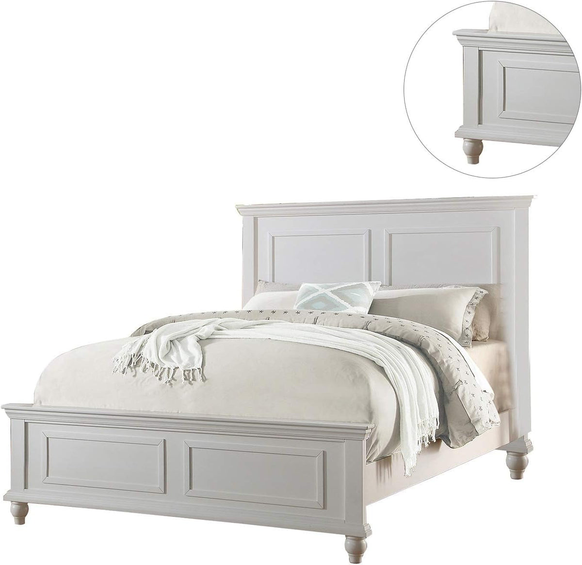 White Eastern King Size Contemporary Platform Bedstead by ShipItFurniture