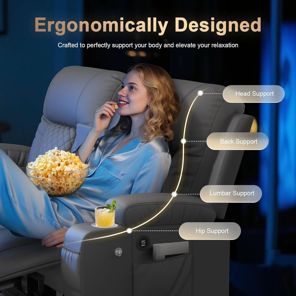 Two Seat Reclining Loveseat With Center Console USB Ports by ShipItFurniture