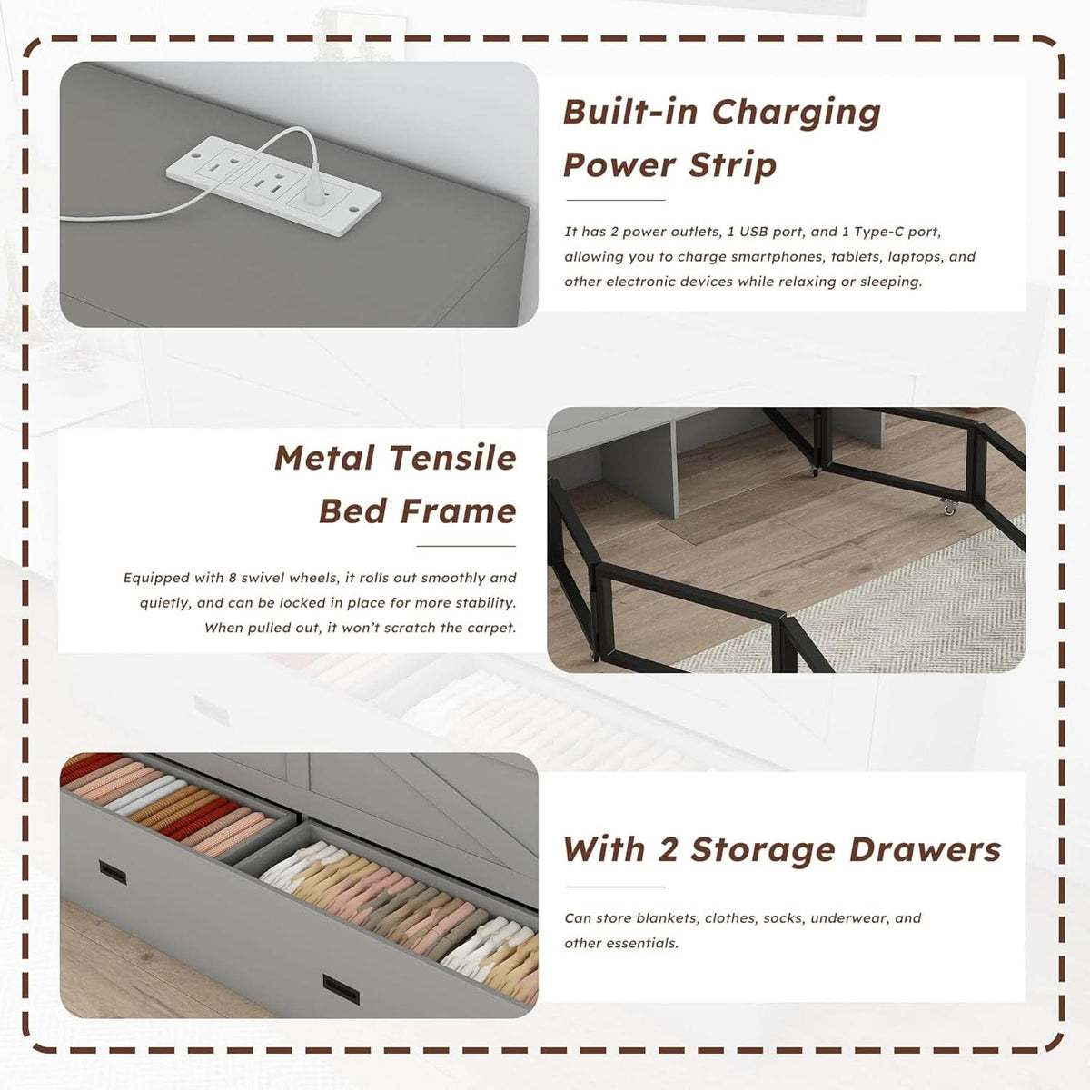 57 Inch Murphy Bed With Integrated Storage Solution by ShipItFurniture