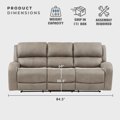 84.5 Inch Brown Recliner Couch Living Sofa Home Theater by ShipItFurniture