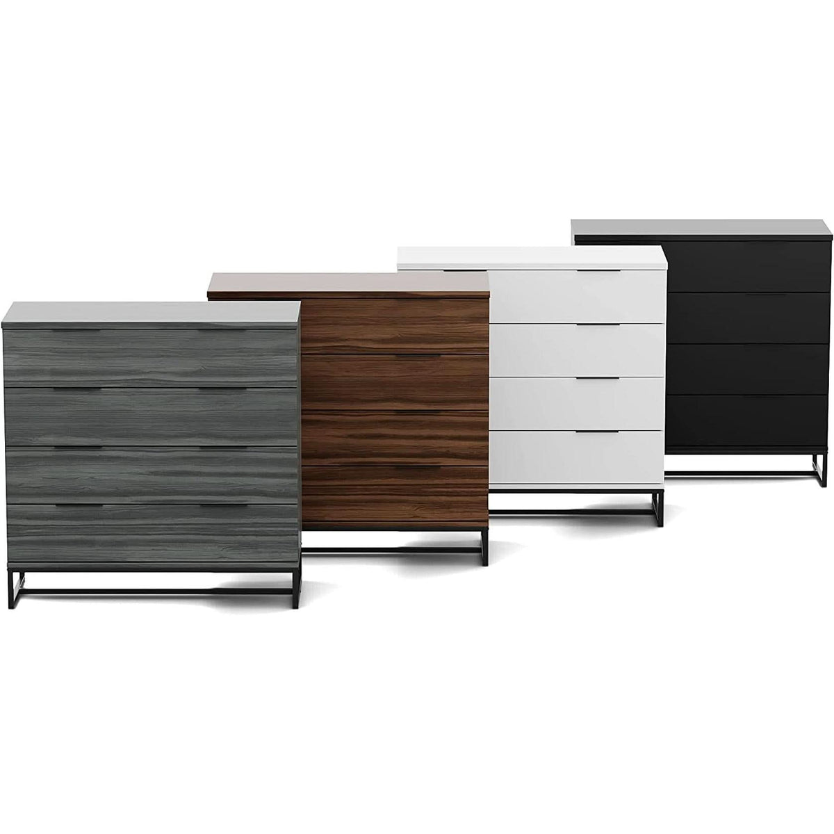 Black Modern Four Drawer Dresser Storage Chest For Bedroom by ShipItFurniture