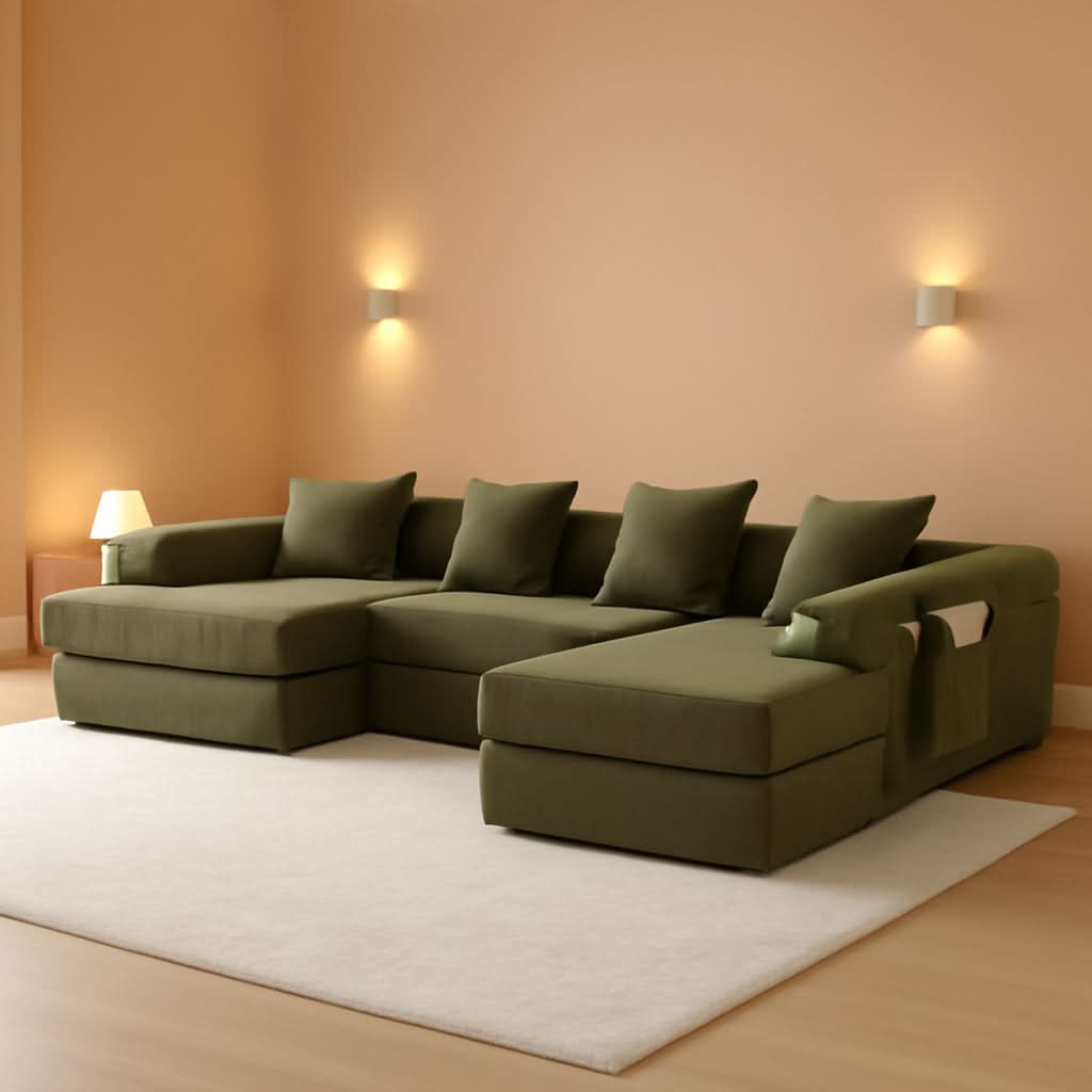Olive Green Corduroy Premium Modular Sleeper SofaBed by ShipItFurniture