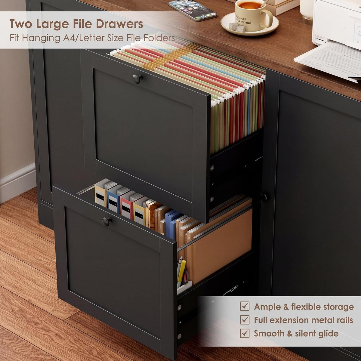 Seventy Two Inch Tall Black Bookcase With Power Out let System by ShipItFurniture