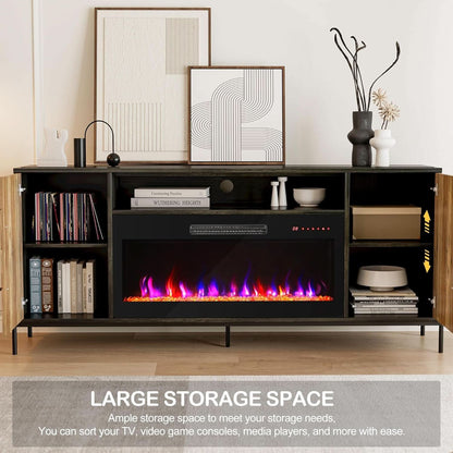 68 Inch TV Stand With 36 Inch Electric Fireplace Heater by ShipItFurniture