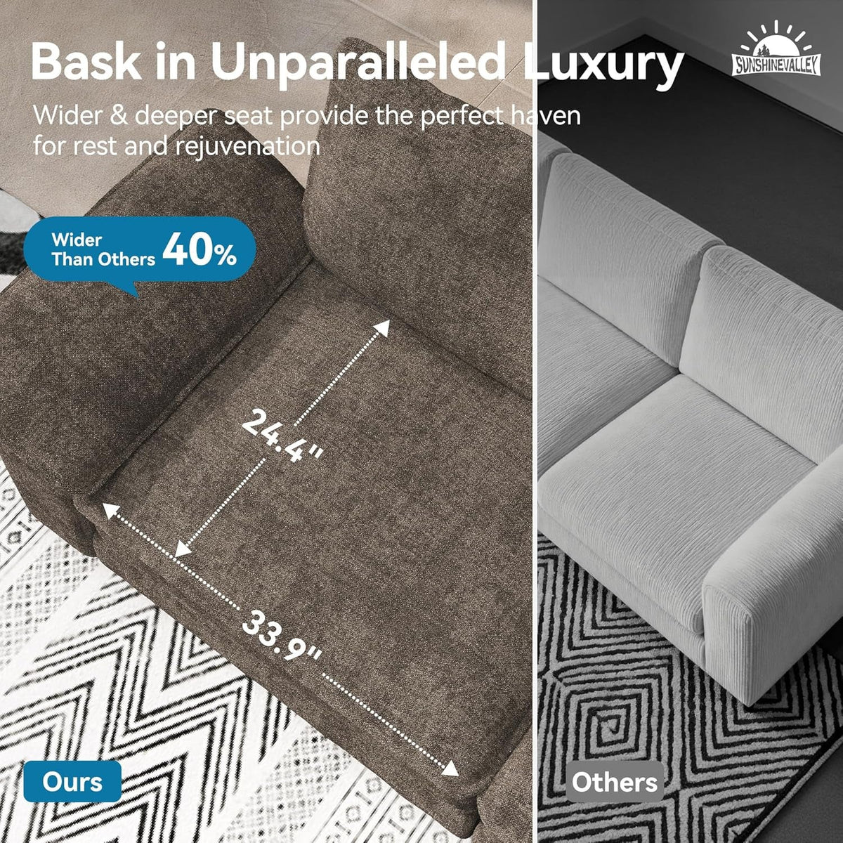 Taupe Chenille Three Seater Modular Sofa Arm rests Included by ShipItFurniture