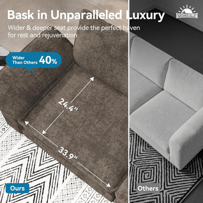 Taupe Chenille Three Seater Modular Sofa Arm rests Included by ShipItFurniture