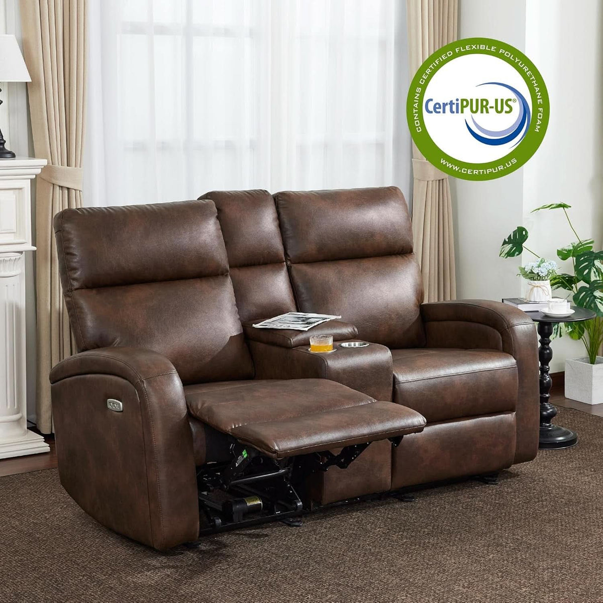 65.7 Inch Dark Brown Zero Wall Power Recliner Loveseat by ShipItFurniture