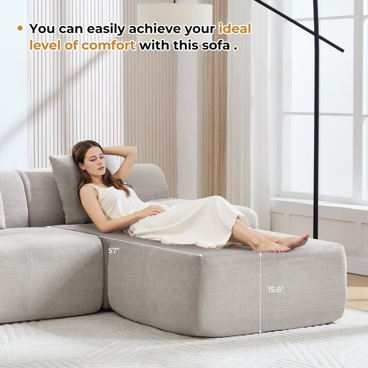 160-Inch U-Shaped Modular Sectional Sofa Camel Ottoman by ShipItFurniture