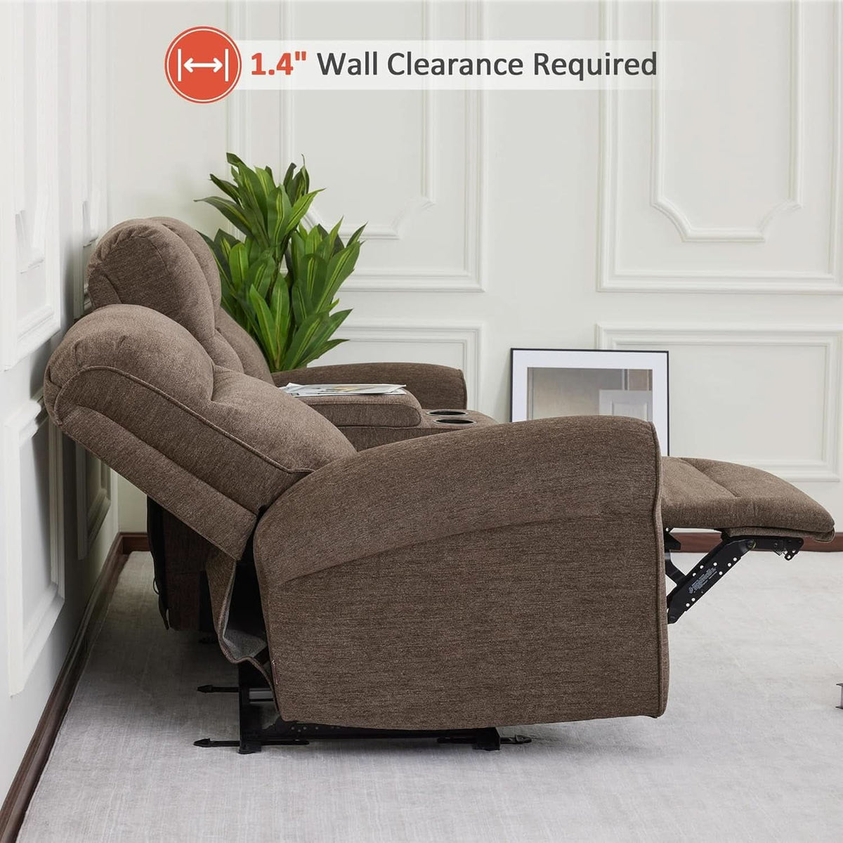 78 Inch Wall Hugger Power Loveseat USB Ports Dark Brown by ShipItFurniture