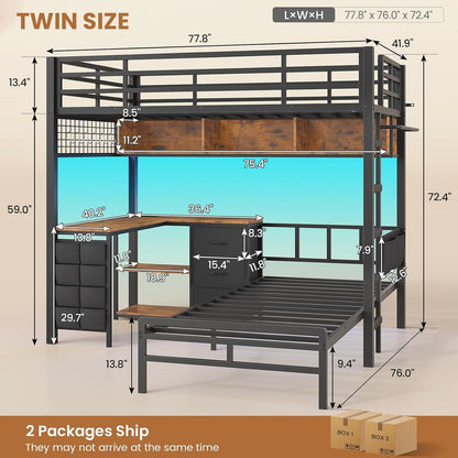 Black Twin Over Twin Bunk Bed Space Saving Storage Solution by ShipItFurniture