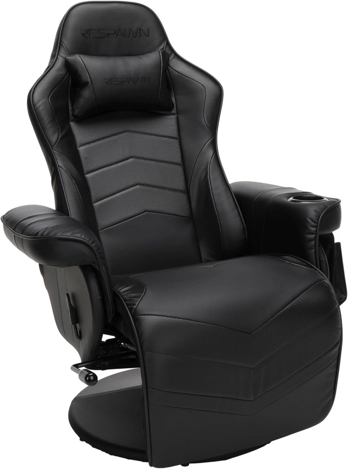 900 Gaming Recliner Black With Adjustable Leg Rest Cupholder by ShipItFurniture