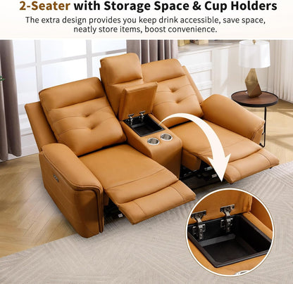 Bright Yellow Power Recliner Sofa Set Charging Port by ShipItFurniture
