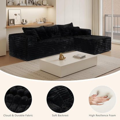 103Inch L Shaped Modular Sectional Sofa Ebony Velvet by ShipItFurniture