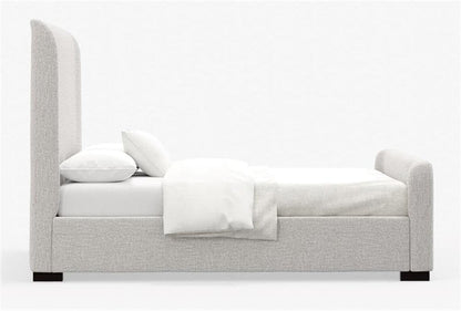 California King Platform Bed Stone Beige Upholstered by ShipItFurniture