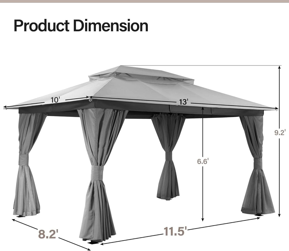 Outdoor Gazebo 10x13 With Mosquito Netting Weatherproof by ShipItFurniture
