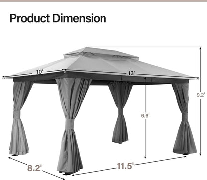 Outdoor Gazebo 10x13 With Mosquito Netting Weatherproof by ShipItFurniture