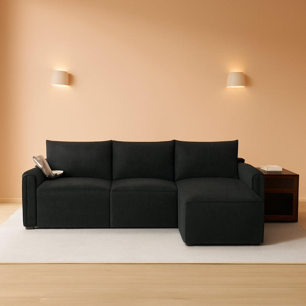 114 Inch Modular Contemporary Sectional Sofa Black by ShipItFurniture
