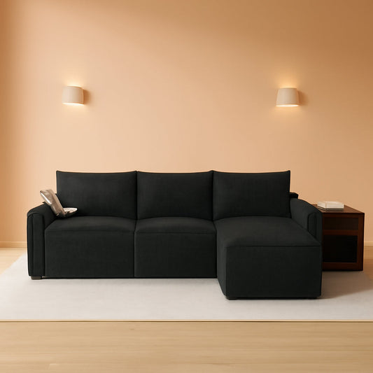 114 Inch Modular Contemporary Sectional Sofa Black by ShipItFurniture