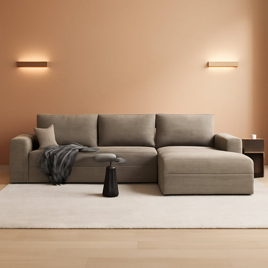 Camel 108-Inch Corduroy L-Shaped Sectional Sofa Chaise by ShipItFurniture