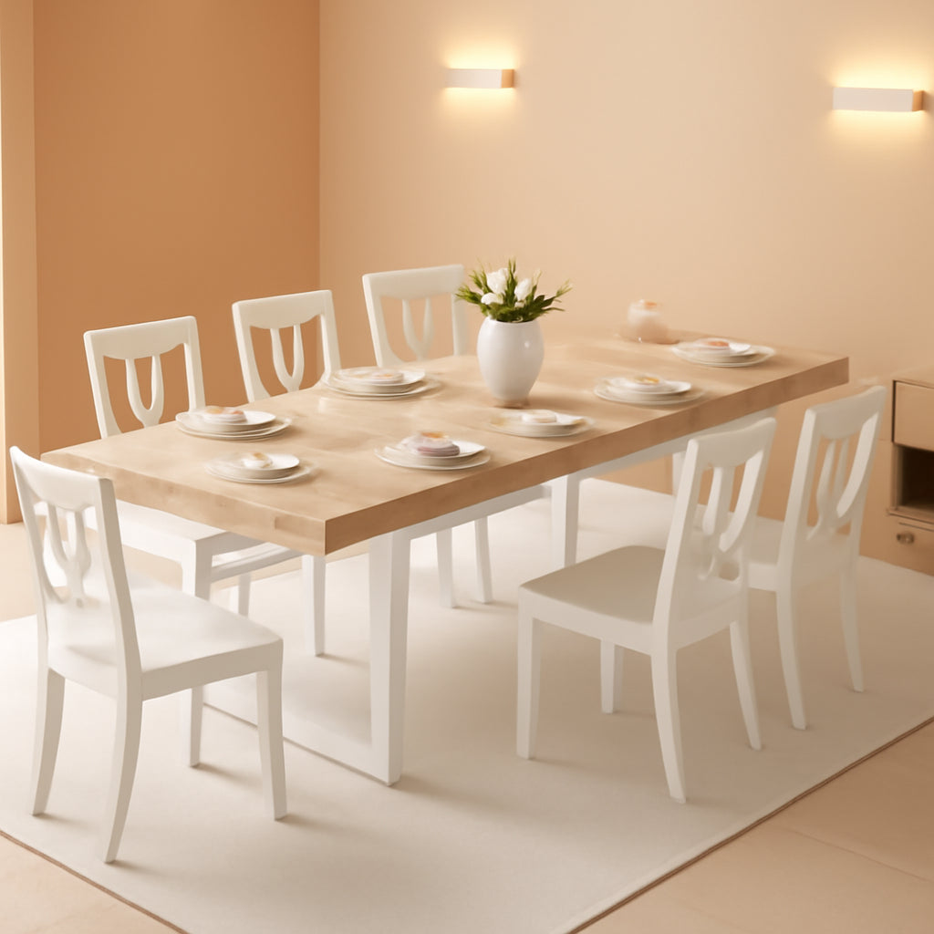 Extendable Dining Table White Oak Rectangular Farmhouse by ShipItFurniture
