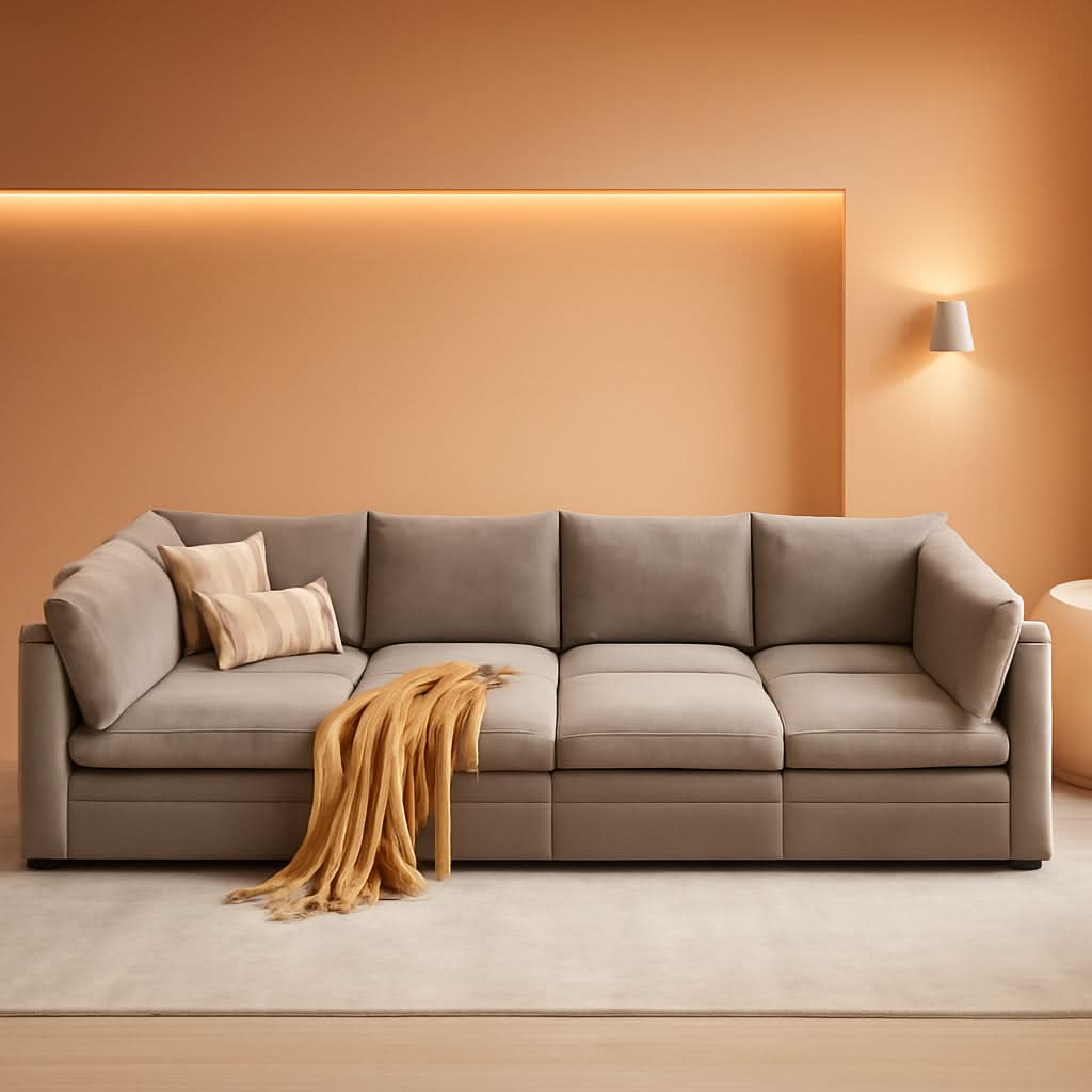 127 Inch Taupe Contemporary Modular Sectional Sofa by ShipItFurniture